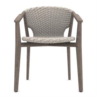 Ethimo Knit Pickled Teak Light Grey Bahçe Yemek Sandalyesi