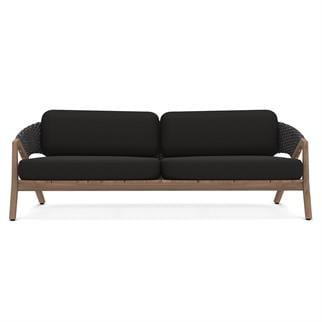 Ethimo Knit Teak / Lava Grey Three-Seater Sofa