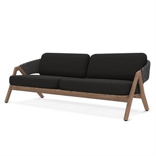 Ethimo Knit Teak / Lava Grey Three-Seater Sofa
