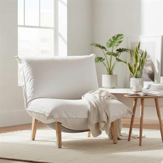 Calin Koltuk-Small-Gevşek Kılıflı-Ayarlanabilir Sırt-Ayak Ahşap-Kumaş Rasone/Ivoire