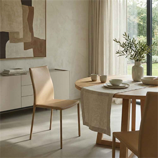 Ligne Roset Slim Beige Leather Armless Chair