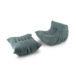 Ligne Roset Togo Glass Green Armchair and Pouf