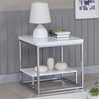 Steve Silver Lucia ET White Chrome Side Table