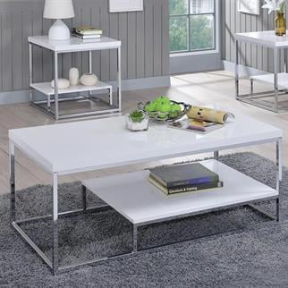 Steve Silver Lucia LT White Chrome Coffee Table