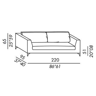 Louis Up Kanepe (220)-Legs Matt Black-Fabric Tobago 01-(Executive)