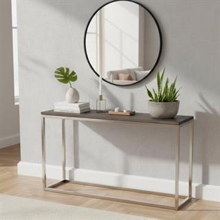 Broadway Meşe Tablalı Paslanmaz Çelik Konsol Masa Fin:Flax