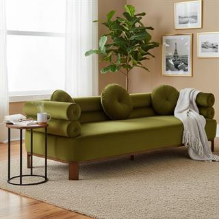 Mitchell Gold+Bob Williams Lucy Velvet Cord Verde Üçlü Kanepe