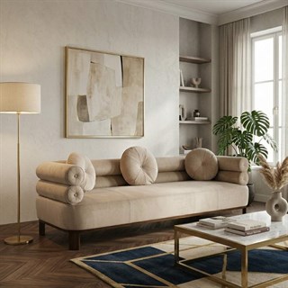 Mitchell Gold+Bob Williams Lucy Velvet Cord Stone Üçlü Kanepe