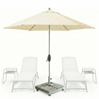 Nardi Atlantico Bianco 2 Şezlong 2 Sehpa 1 Şemsiye Takımı