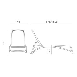 Nardi Atlantico Celeste 2 Şezlong 1 Sehpa Takımı