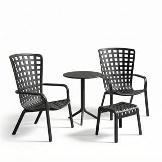 Nardi Folio Step Anthracite Armchair Pouf Table Set