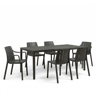 Nardi Tevere Tiberina Anthracite 6 Kişilik Masa Takımı