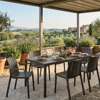 Nardi Tevere Tiberina Anthracite 6 Kişilik Masa Takımı