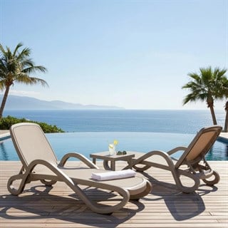 Nardi Alfa Tortora Sunlounger & Rodi Side Table Set