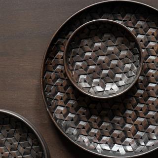 Ethnicraft Tampa Mahogany Dark Brown Dekoratif Tabak Seti