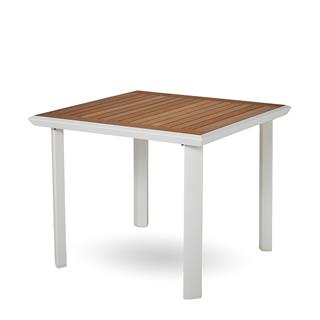 Bondi Kare Masa - Teak Tablalı - İskelet: Beyaz - 92X92X75H