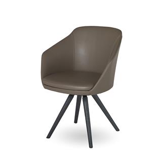 Deri Koltuk - Deri: Cristal 51 Tortora - Ayaklar: Oak Ash Grey Pigmented - 62x56.6x45/78.5h Cm