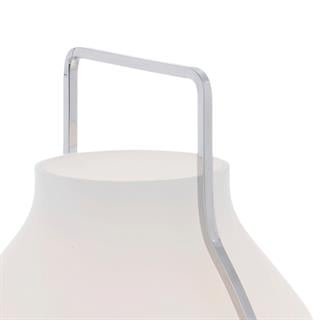 Somerset Masa Lambası-Large-Table Lamp İn Matt Opal Glass/Tube And Base İn Brilliant-Chromed Metal