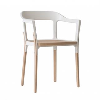 Magis Steelwood Natural White Kollu Sandalye