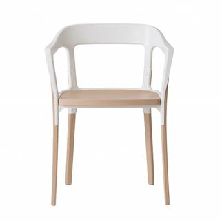 Magis Steelwood Natural White Kollu Sandalye