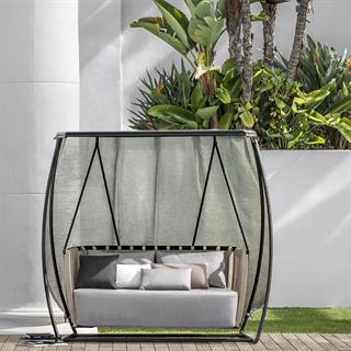 Ethimo Swing Pickled Teak / Sepia Black Hanging Armchair