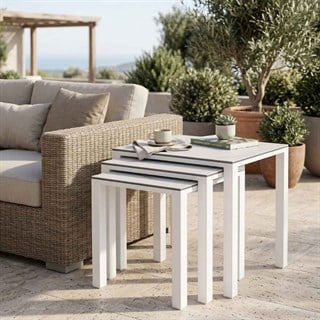 Metal White Nesting Tables (Set of 3)