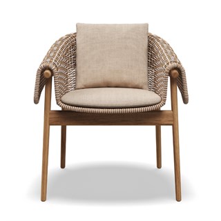 Wrap Kollu Sandalye-Frame Teak Sorrel Wicker-(Sunbrella Minder Dahil)