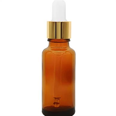 30cc Amber Dropper Damlalıklı Cam Şişe - Altın ve Gümüş Metal Kapaklı