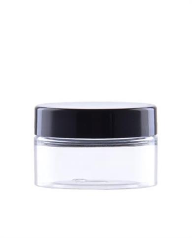 50 ml PET Kozmetik Kavanoz | Şeffaf Kapak Siyah/Beyaz – Makrobay
