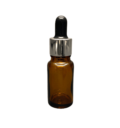 Amber Dropper Damlalıklı Altın ve Gümüş Metal Kapaklı 10ml Cam Şişe