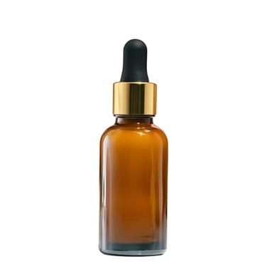 Amber Dropper Damlalıklı Altın ve Gümüş Metal Kapaklı 10ml Cam Şişe