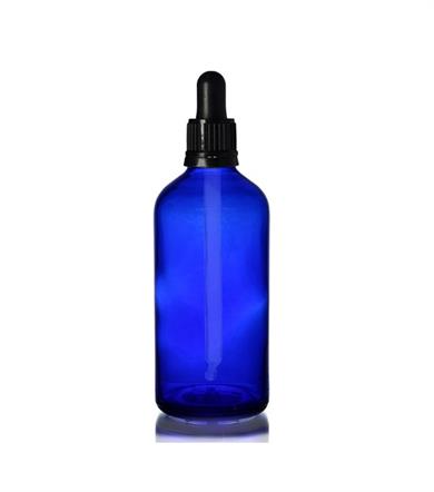 DAMLALIKLI MAVİ CAM ŞİŞE 100 ML