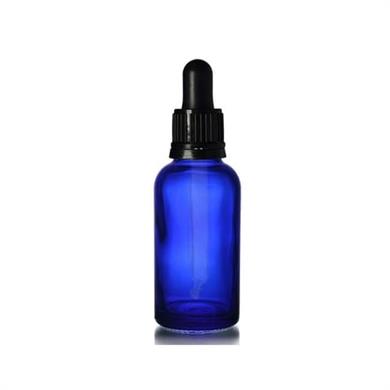 DAMLALIKLI MAVİ CAM ŞİŞE 30 ML