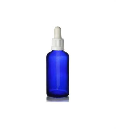 DAMLALIKLI MAVİ CAM ŞİŞE 50 ML