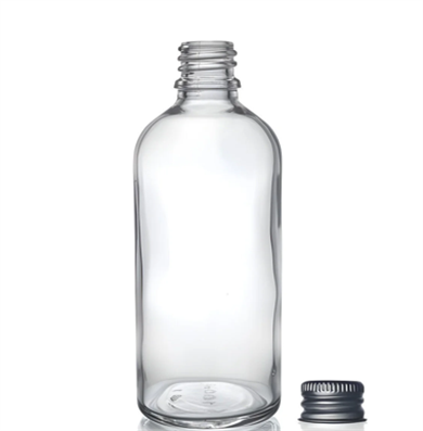 ŞEFFAF DÜZ METAL KAPAKLI 100 ML CAM ŞİŞE
