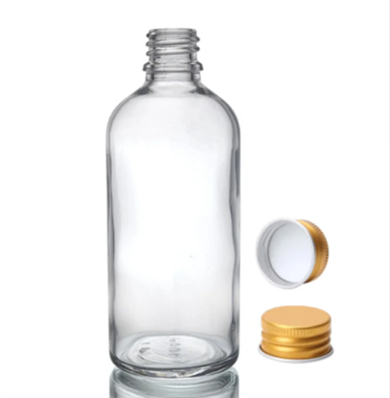 ŞEFFAF DÜZ METAL KAPAKLI 100 ML CAM ŞİŞE