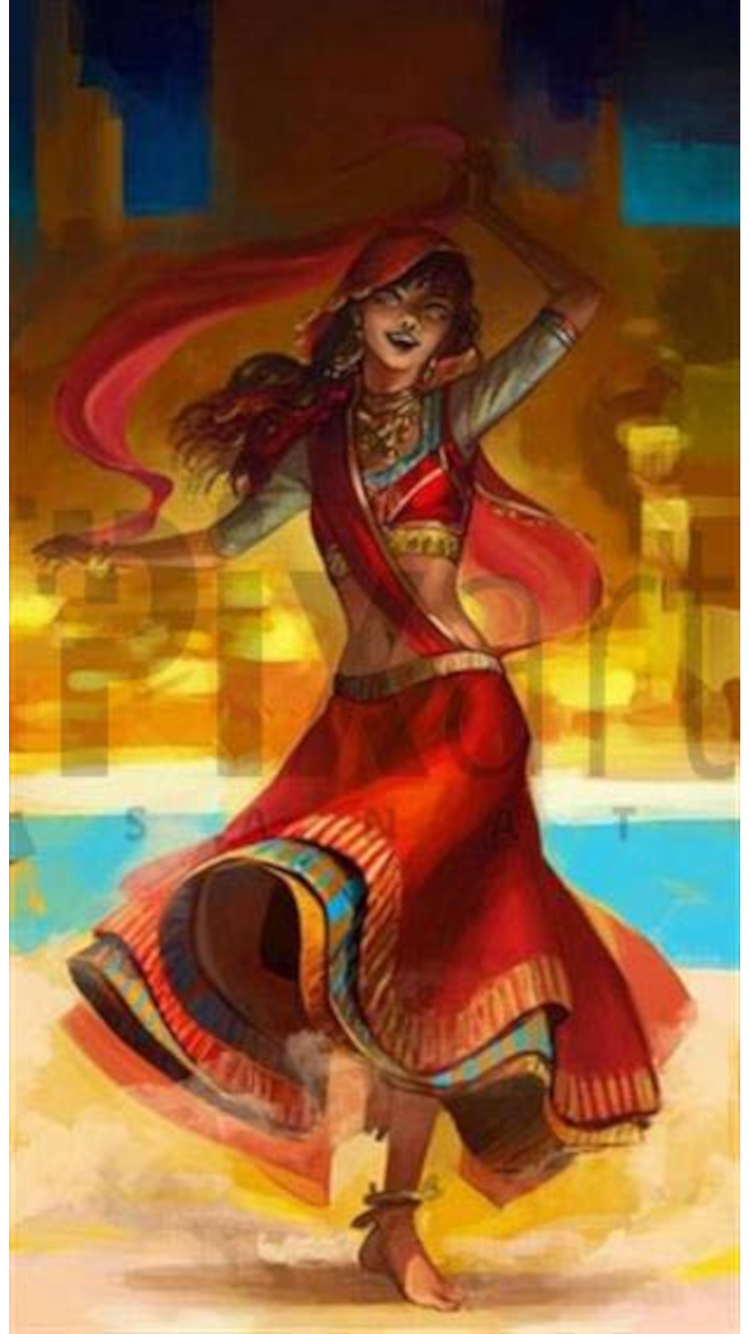 Hintli Dans Eden Kız PixArt Sanat Elmas Mozaik Tablo Diamond Türkiye 38*71