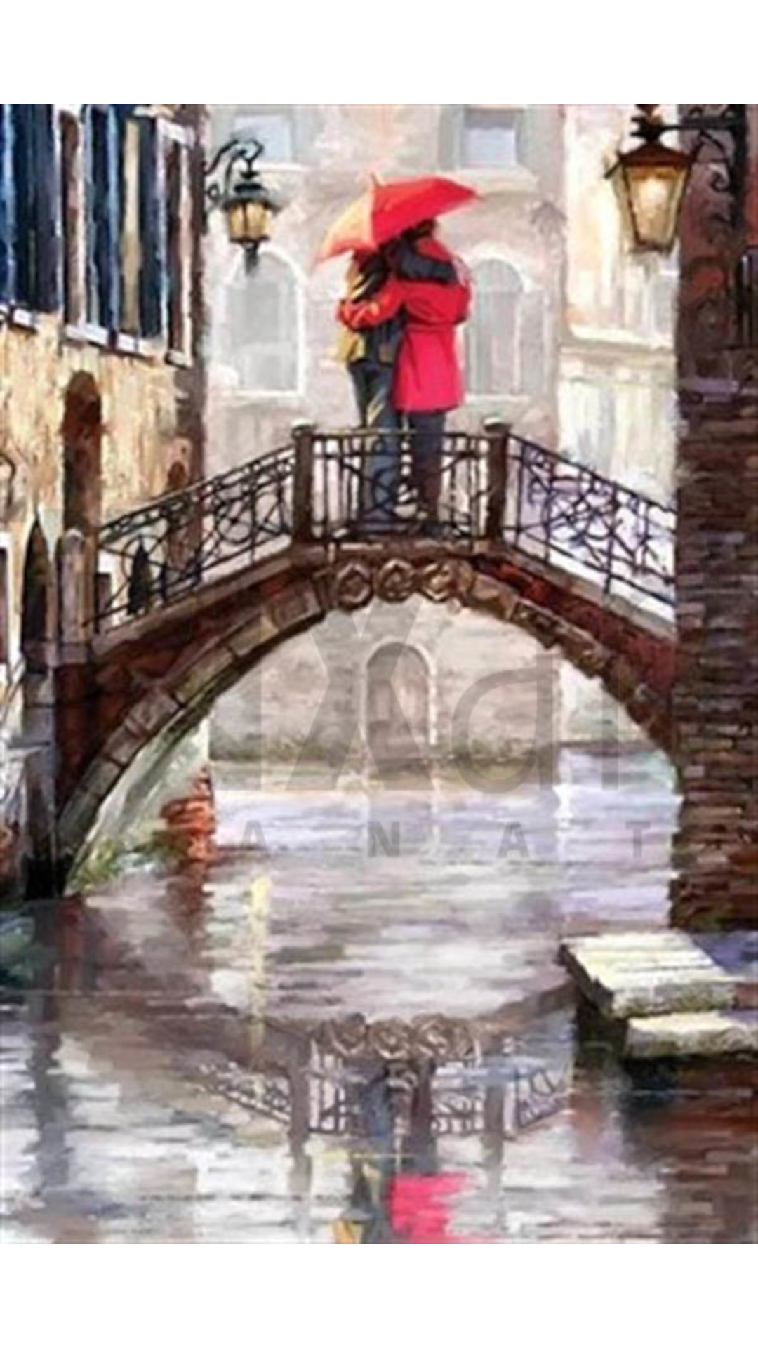Köprüde Sarılan Çiftler PixArt Sanat Elmas Mozaik Tablo Diamond Türkiye 48*71