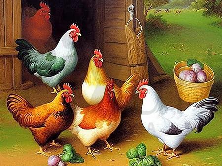 Kümesteki Tavuklar 30x40 PixArt Sanat Elmas Mozaik Tablo Diamond Türkiye