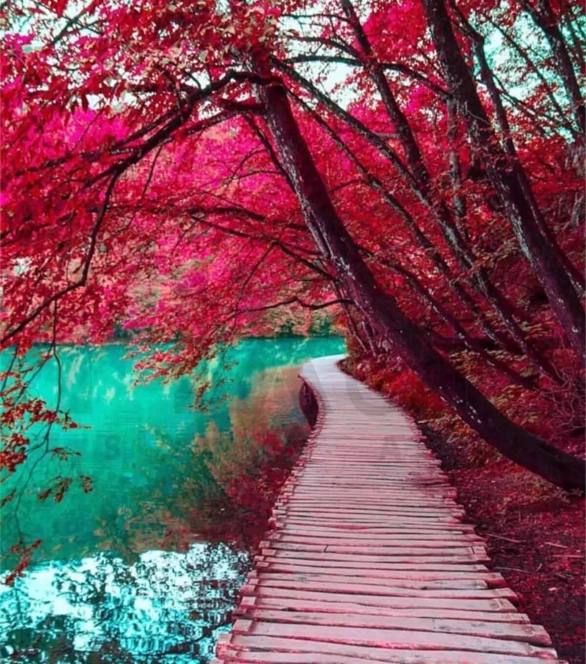 Pembe Köprü 40x46 PixArt Sanat Elmas Mozaik Tablo Diamond Türkiye
