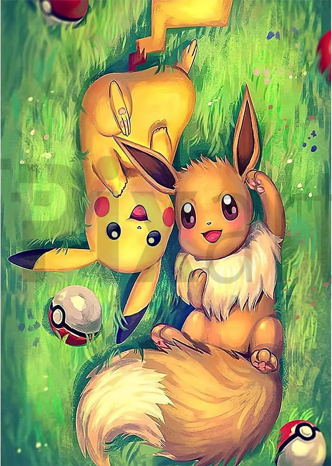 Sarı Tavşanlar Pikachu 30 *40 cm PixArt Sanat Elmas Mozaik Tablo Diamond Türkiye 