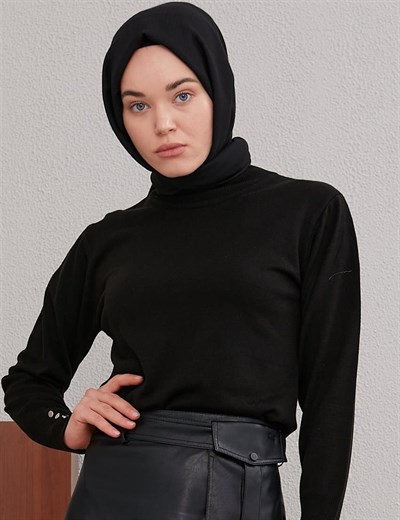 Basic Triko Bluz Siyah SZ TRK05