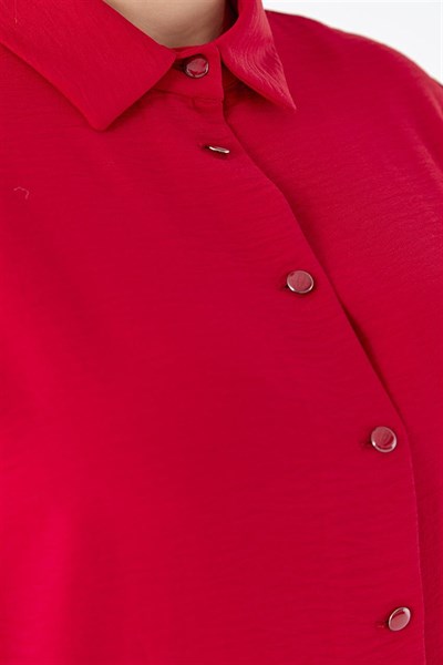 Gömlek Yaka Ayrobin Kırmızı Tunik