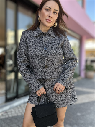  Ceketli Etek Tüvit Takım Gri 