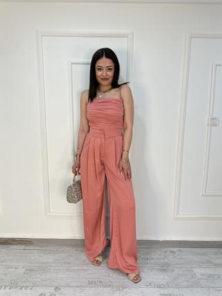  Saten Kumaş İkili Takım Pembe