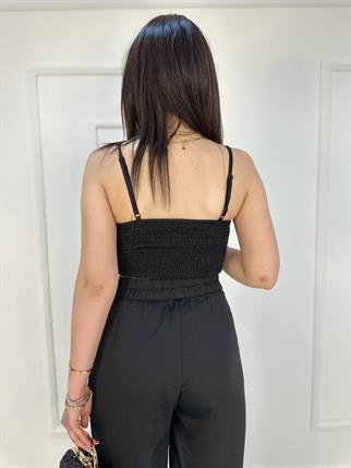  Saten Kumaş İkili Takım Siyah