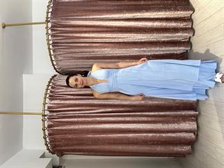 12013 Boyundan Bağlamalı Uzun Elbise Mavi 