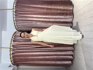 12013 Boyundan Bağlamalı Uzun Elbise Sarı 