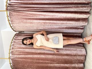 Arkadan Baglamalı Ayarlanabilir Askılı Mini Elbise Krem