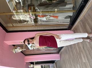 Asimetrik Kesim Straplez Bluz Bordo 